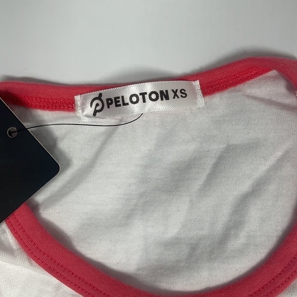 NWT Peloton Ringer Muscle Tank Top White Pink Blue Women's XS - Picture 3 of 7